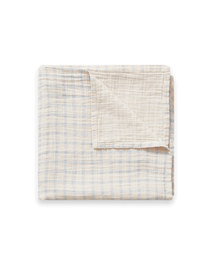 Gingham Sky Blue Muslin Swaddle Blanket