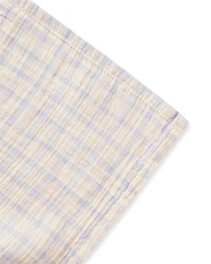 Gingham Sky Blue Muslin Swaddle Blanket