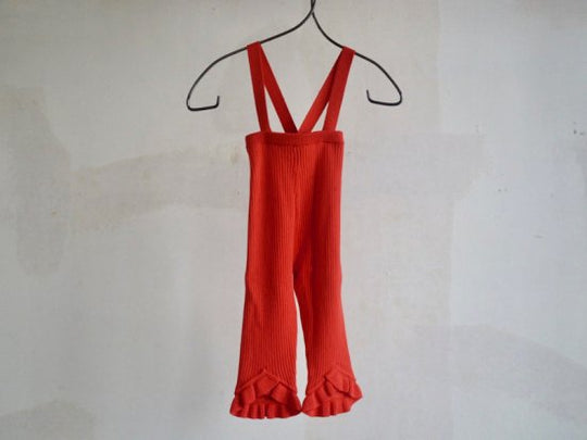 Frilled Knit Unitard/tomato red