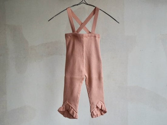 Frilled Knit Unitard/salmon