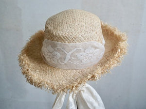 Straw Hat with Italian Lace