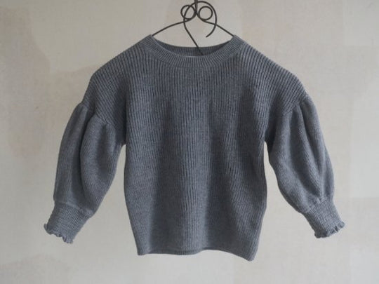 Balloon Sleeve Knit Pullover/top gray