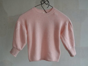 Balloon Sleeve Knit Pullover/light pink