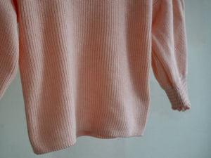 Balloon Sleeve Knit Pullover/light pink