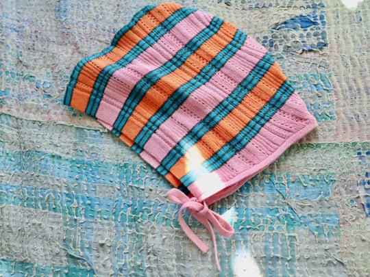 Multi Border Bonnet/pink BD