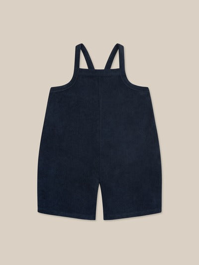Navy Terry Cropped Dungarees