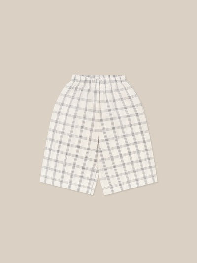 Navy Window Check Wide Leg Pants