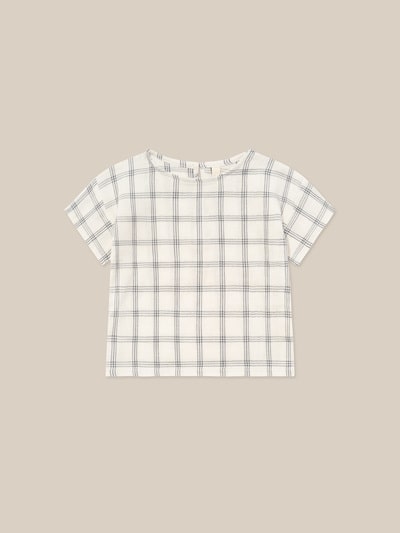 Navy Window Check Boxy T-Shirt