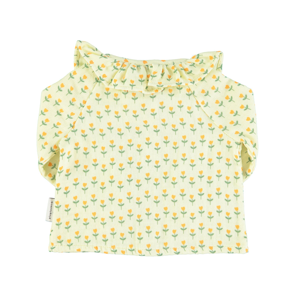 BABY BLOUSE ROUND COLLAR/YELLOW LITTLE FLOWERS