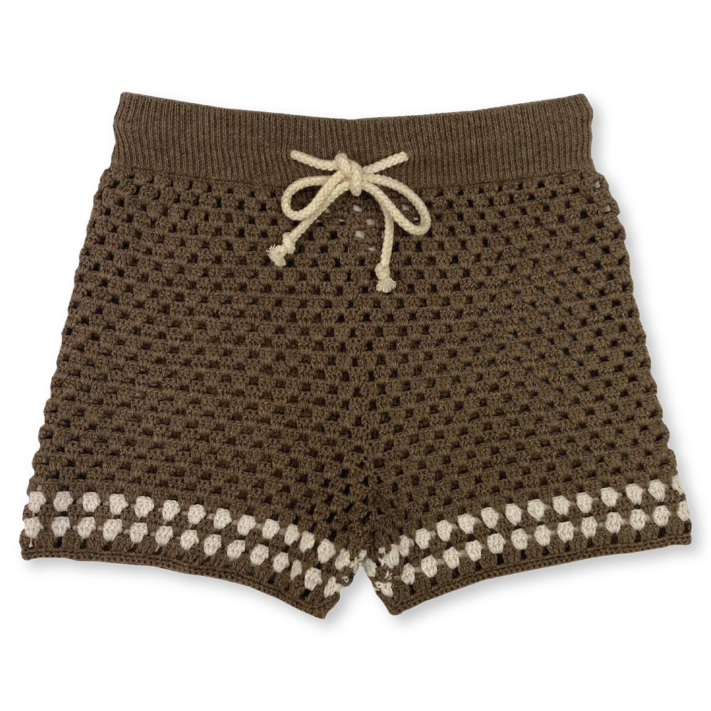 Hand Crochet Shorts/ Mud
