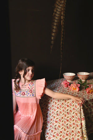 Dress pleated nude taffetas