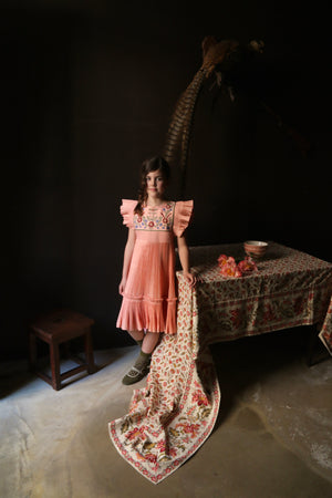 Dress pleated nude taffetas