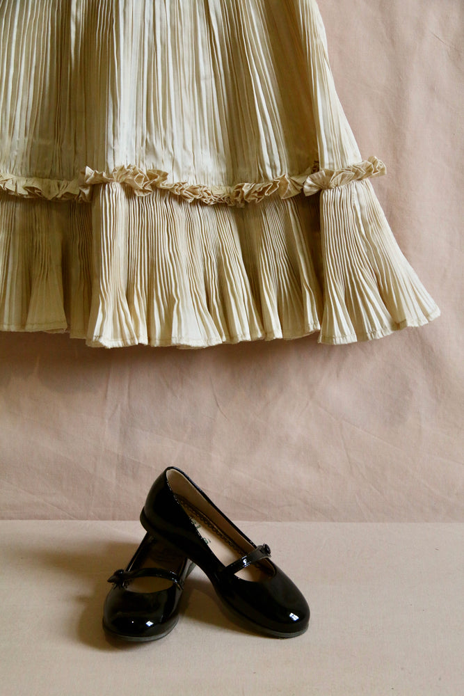 Dress pleated ivory taffetas