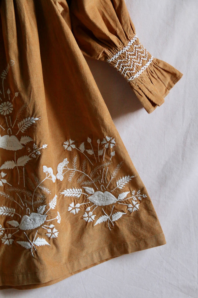 Dress with hair clip curry baby cord