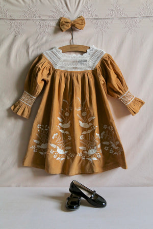 Dress with hair clip curry baby cord