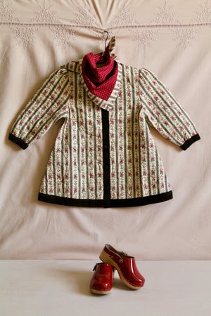 Dress coat&scarf tapestry kaki stripe print