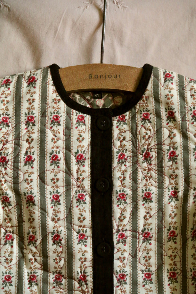 Dress coat&scarf tapestry kaki stripe print
