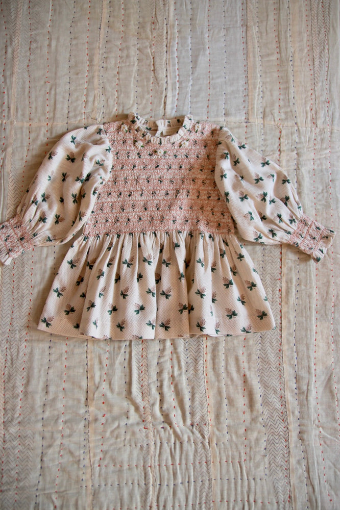 HANDSMOCK BLOUSE /Hazelnut flowers print