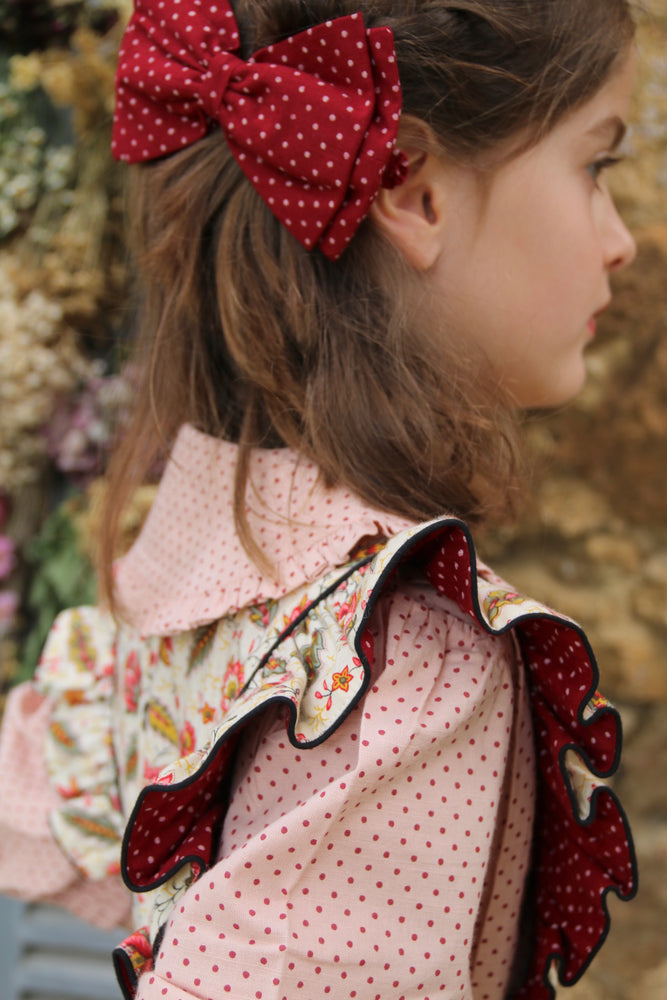 Apron dress Aline print / black lt canvas piping