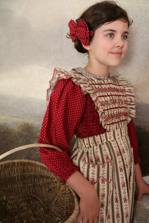 Apron dress tapestry khaki stripe print