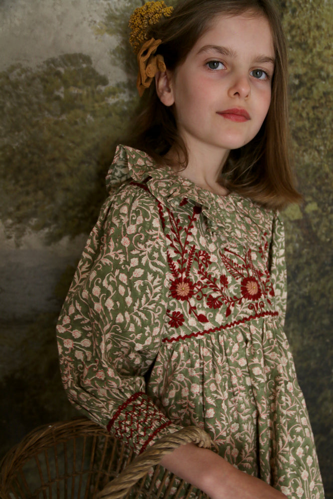 Iris tunic leaf block print