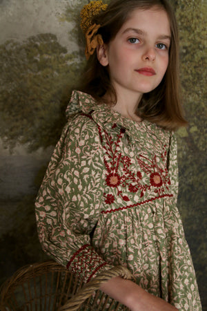 Iris tunic leaf block print
