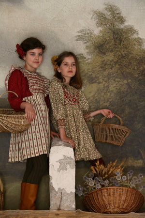Apron dress tapestry khaki stripe print