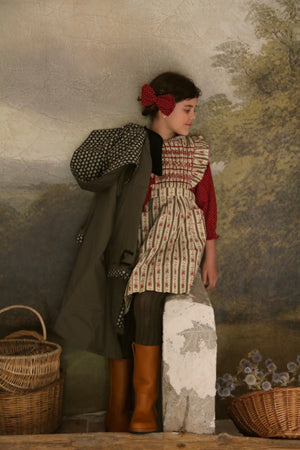 Apron dress tapestry khaki stripe print