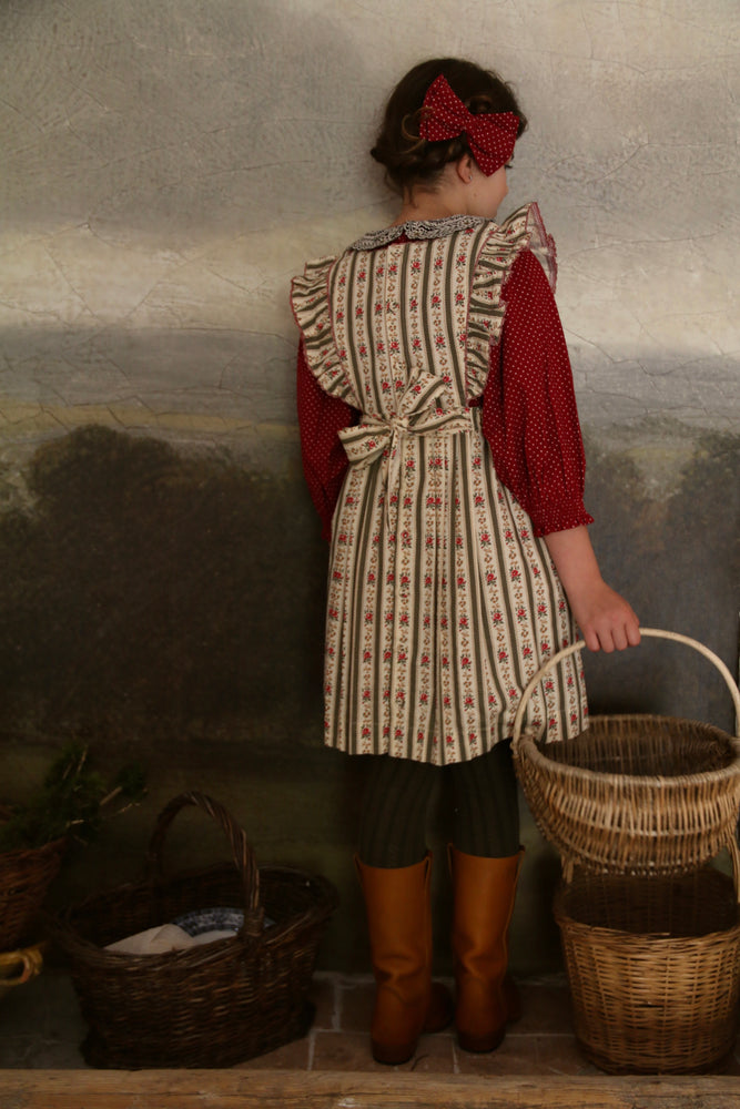 Apron dress tapestry khaki stripe print