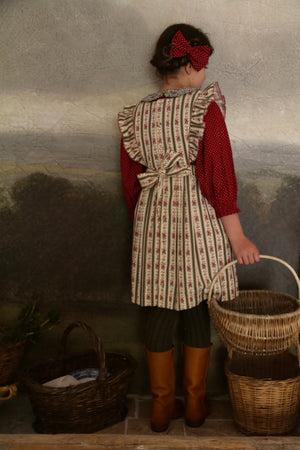 Apron dress tapestry khaki stripe print