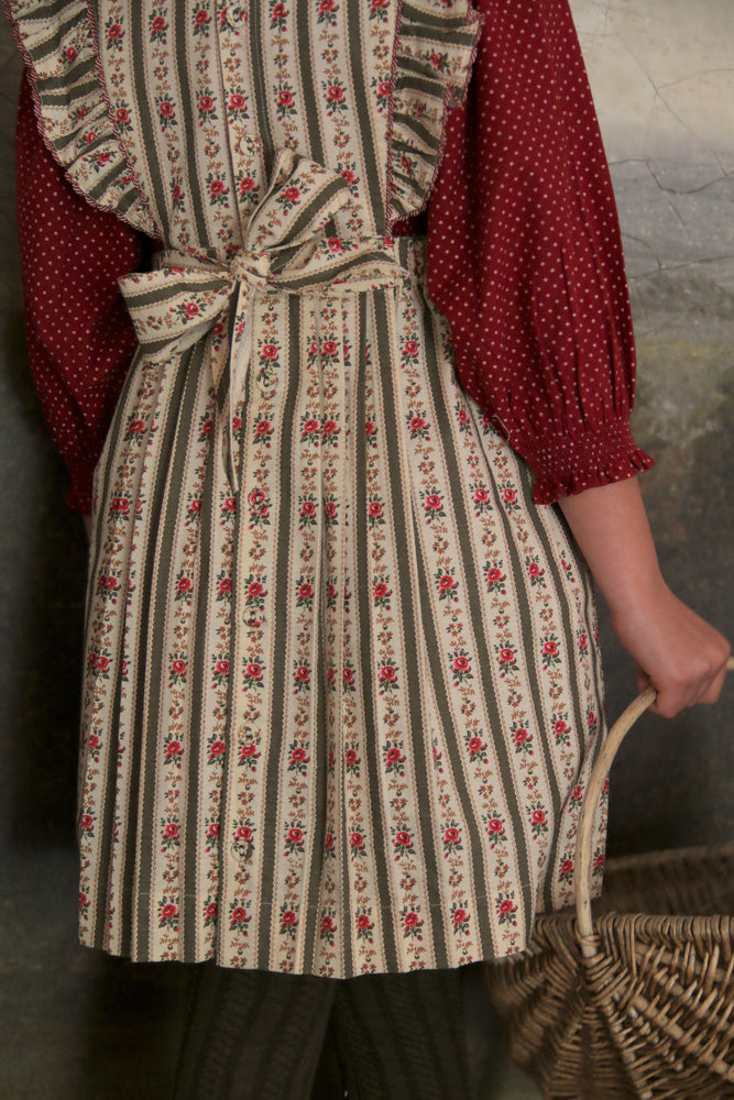 Apron dress tapestry khaki stripe print