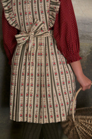 Apron dress tapestry khaki stripe print