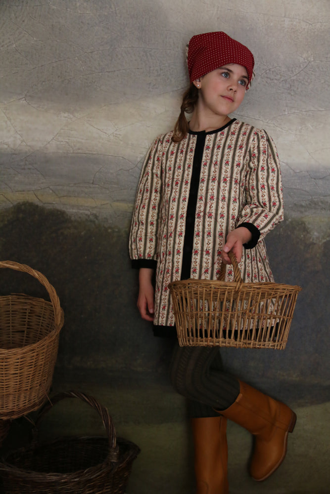 Dress coat&scarf tapestry kaki stripe print