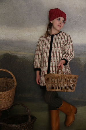 Dress coat&scarf tapestry kaki stripe print
