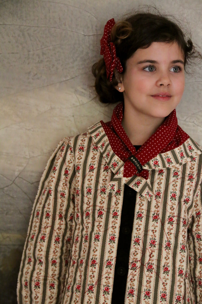Dress coat&scarf tapestry kaki stripe print