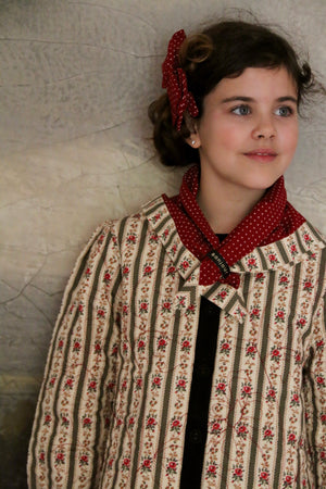 Dress coat&scarf tapestry kaki stripe print