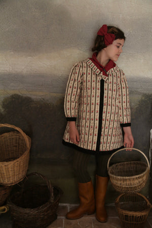 Dress coat&scarf tapestry kaki stripe print