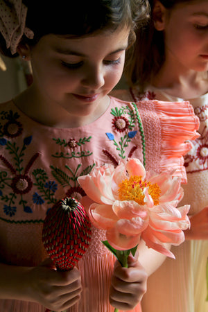 Dress pleated nude taffetas
