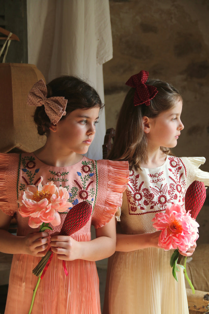 Dress pleated nude taffetas