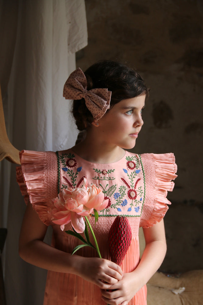 Dress pleated nude taffetas