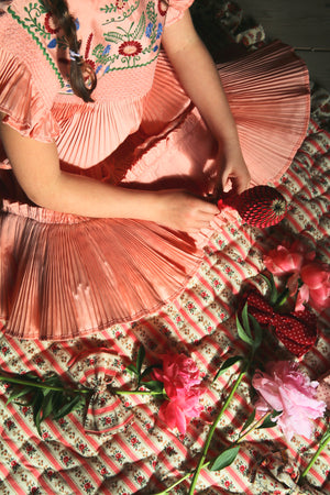 Dress pleated nude taffetas