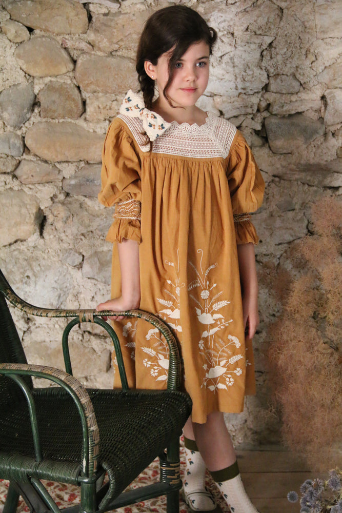Dress with hair clip curry baby cord