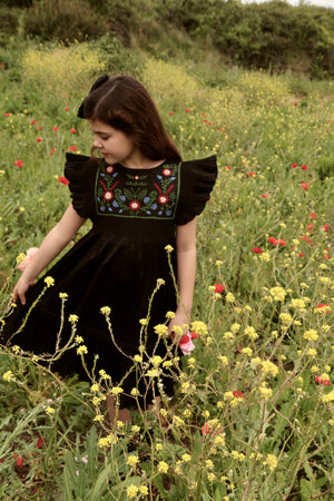 Dress pleated black taffetas