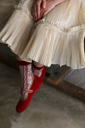 Dress pleated ivory taffetas