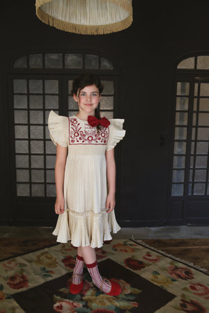 Dress pleated ivory taffetas