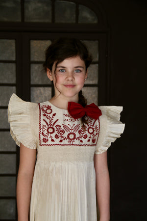 Dress pleated ivory taffetas
