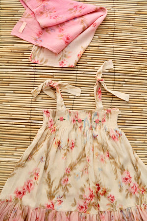 Skirt Dress with Scarf 50*50 cm Antoinette Print crepe