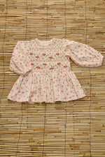 Handsmock blouse long sleeves Rosa Bloom Print crepe