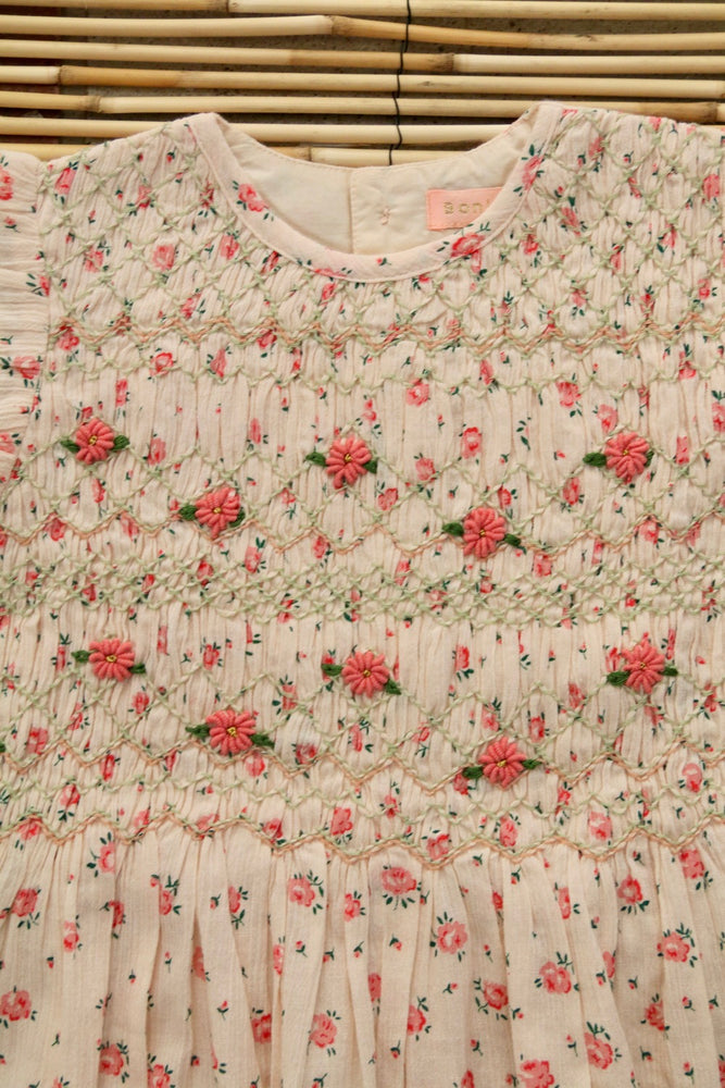 Handsmock blouse long sleeves Rosa Bloom Print crepe