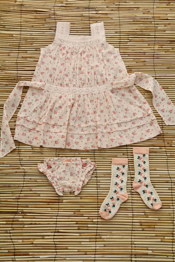 ELEONORE  Dress with pantyRosa Bloom Print crepe
